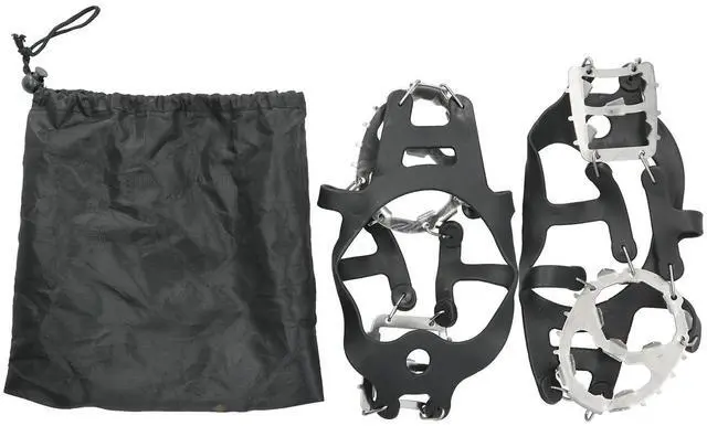 Alt view image 3 of 7 - 18 Tooth Ice Cleats Snow Grips Spikes1 Pair Crampons Anti-Slip Hiking Winter Black - Size M