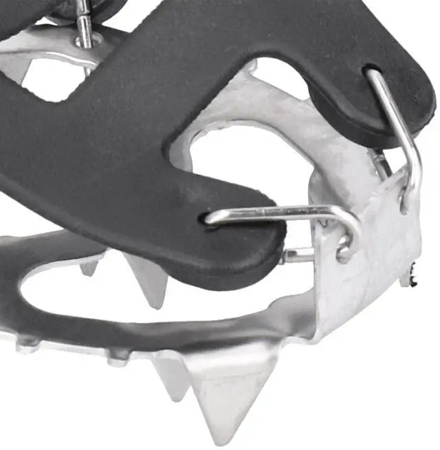 Alt view image 6 of 7 - 18 Tooth Ice Cleats Snow Grips Spikes1 Pair Crampons Anti-Slip Hiking Winter Black - Size M
