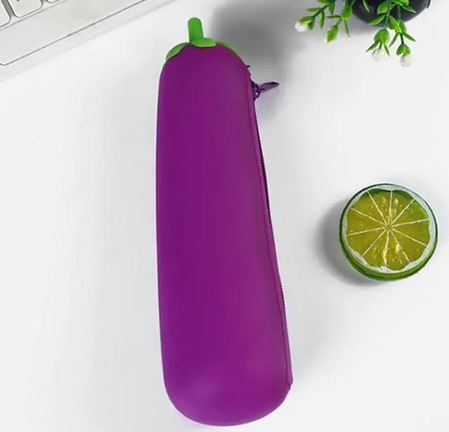 Main image of Pen/Pencil case Creative Fruit and Vegetable Shape Stationery Bag-Eggplant