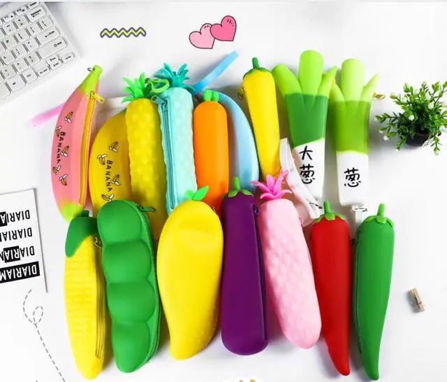 Alt view image 3 of 6 - Pen/Pencil case Creative Fruit and Vegetable Shape Stationery Bag-Orange