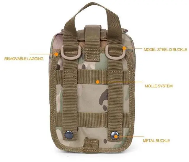 Alt view image 7 of 14 - Tactical First Aid Pouch Kit Survival Military Medical Bag Utility Emergency Bag mud color