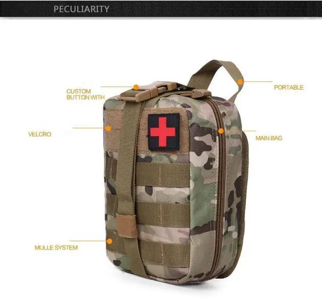 Alt view image 6 of 14 - Tactical First Aid Pouch Kit Survival Military Medical Bag Utility Emergency Bag mud color