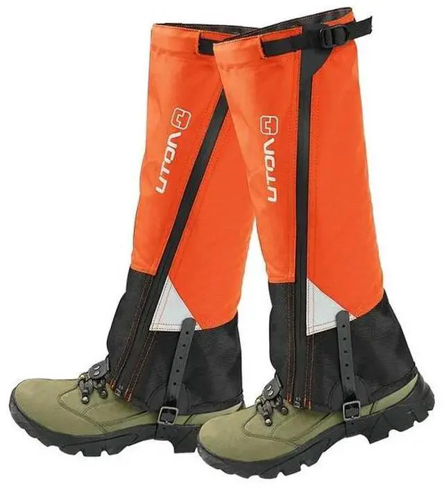 Alt view image 7 of 7 - 1 Pair Tear-resistant Waterproof High Leg Gaiters Rain Snow Boot Leg Covers Orange Size M