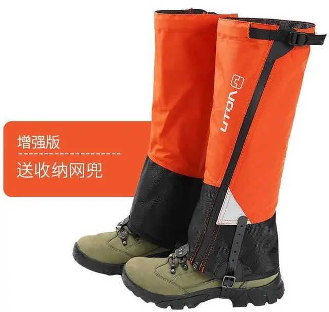 Main image of 1 Pair Tear-resistant Waterproof High Leg Gaiters Rain Snow Boot Leg Covers Orange Size M