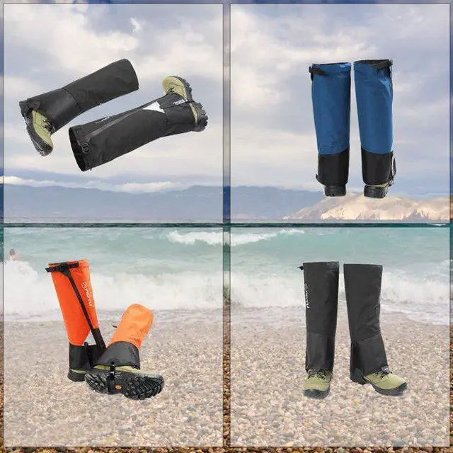Alt view image 4 of 7 - 1 Pair Tear-resistant Waterproof High Leg Gaiters Rain Snow Boot Leg Covers Orange Size M