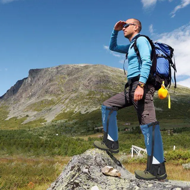 Alt view image 6 of 7 - 1 Pair Tear-resistant Waterproof High Leg Gaiters Rain Snow Boot Leg Covers Orange Size M