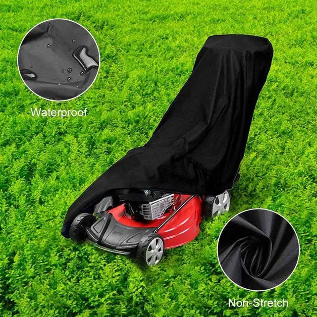 Alt view image 6 of 6 - Waterproof Lawn Mower Cover Heavy Duty UV Protector for Push Mower Universal Fit