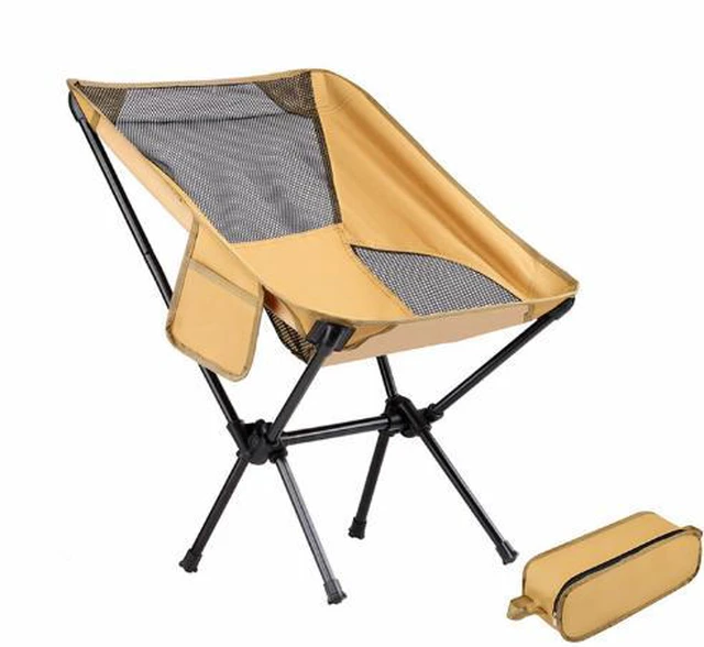 Alt view image 2 of 7 - 1/2-Pack Collapsible Camp Chairs w/Carrying Bag Outdoor Chair Camping Hiking Yellow 1 PACK