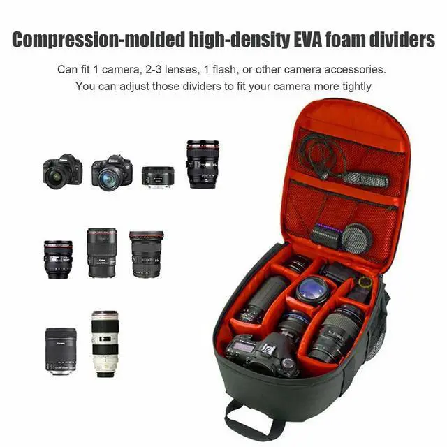 Alt view image 3 of 7 - Camera Backpack Shoulder Bag Waterproof Case for Canon Nikon Sony DSLR Digital