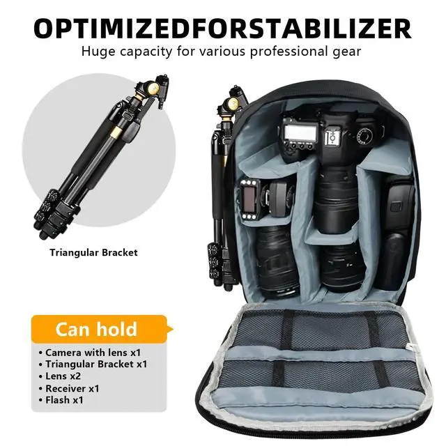 Alt view image 5 of 7 - Camera Backpack Shoulder Bag Waterproof Case for Canon Nikon Sony DSLR Digital