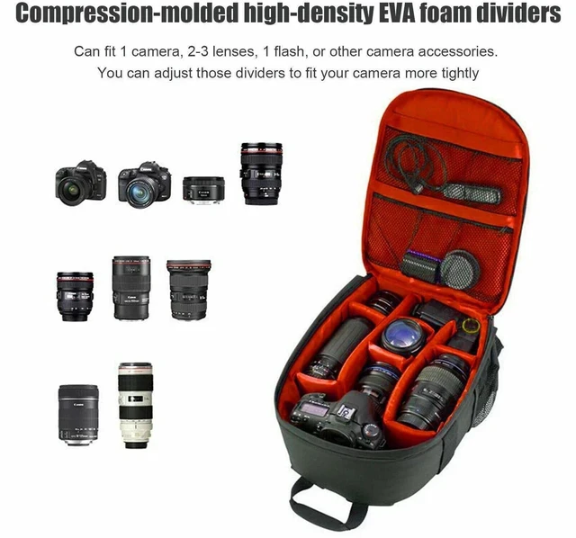 Alt view image 2 of 6 - Camera Backpack Shoulder Bag Waterproof Case for Canon Nikon Sony DSLR Digital Green