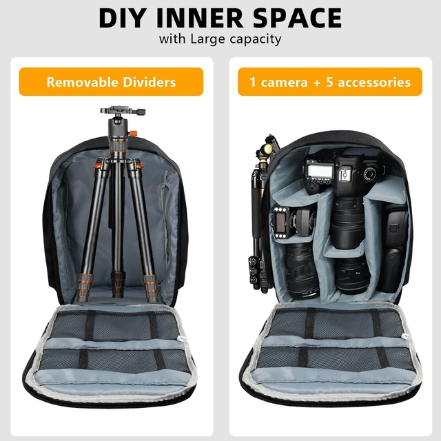 Alt view image 5 of 6 - Camera Backpack Shoulder Bag Waterproof Case for Canon Nikon Sony DSLR Digital Green