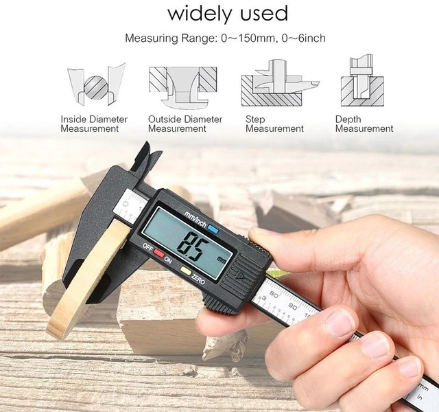 Alt view image 3 of 7 - 6" 150mm Carbon Fiber Electronic Digital Vernier Caliper Micrometer Gauge LCD