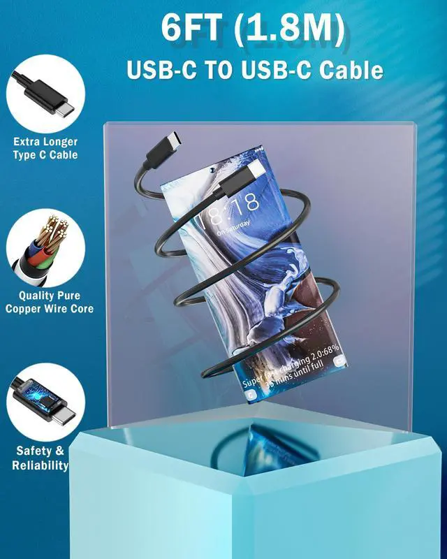 Alt view image 3 of 7 - 2025 New Super Fast Charger Type C, 45W USB C Wall Charger Fast Charging for Samsung Galaxy S25 Ultra/ S25/S25+/S24+/ S24 Ultra/S24/S24+/S23 Ultra/S22 Ultra/S21 Ultra