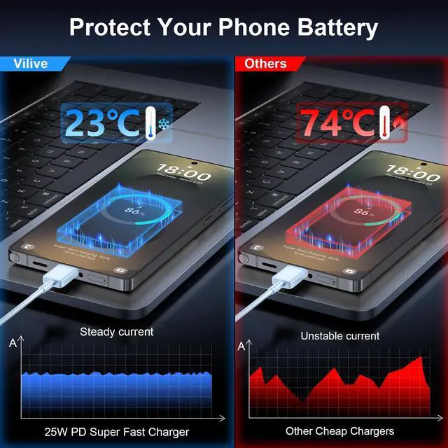 Alt view image 4 of 6 - Super Fast Charger Type C, 25W USB C Wall Charger Fast Charging for Samsung Galaxy S25 Ultra/S25/S25+/S24+/S24 Ultra/S24/S24+/S23 Ultra/S22 Ultra/S21 Ultra with 12FT Long Type C Charger Cable 2Pack