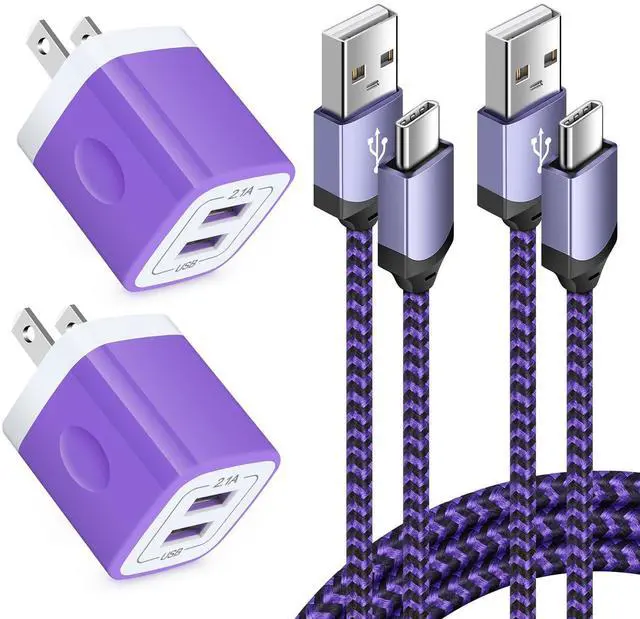 Main image of USB C Wall Charger Fast for Samsung Galaxy S25 Ultra S25+ S24 FE S23 FE Ultra S23+ S22 S21 FE/Plus/Ultra S20 5G Note 20 S10e A17 A56 A16 A15 A54 A14, 2.1A Dual Charging Block Cube 6ft USB Type C Cable