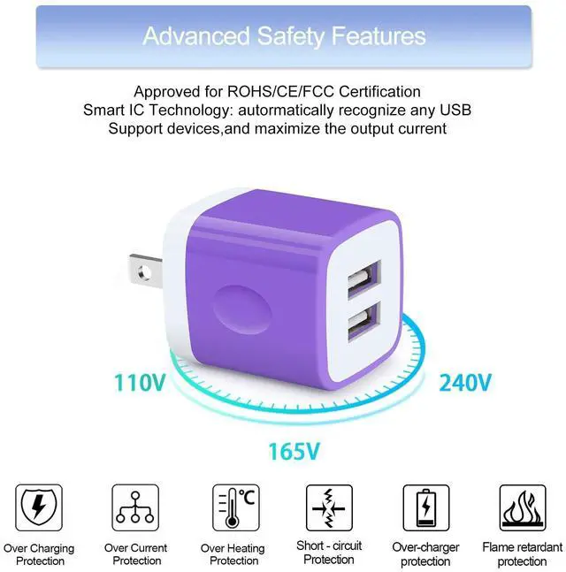Alt view image 4 of 7 - USB C Wall Charger Fast for Samsung Galaxy S25 Ultra S25+ S24 FE S23 FE Ultra S23+ S22 S21 FE/Plus/Ultra S20 5G Note 20 S10e A17 A56 A16 A15 A54 A14, 2.1A Dual Charging Block Cube 6ft USB Type C Cable