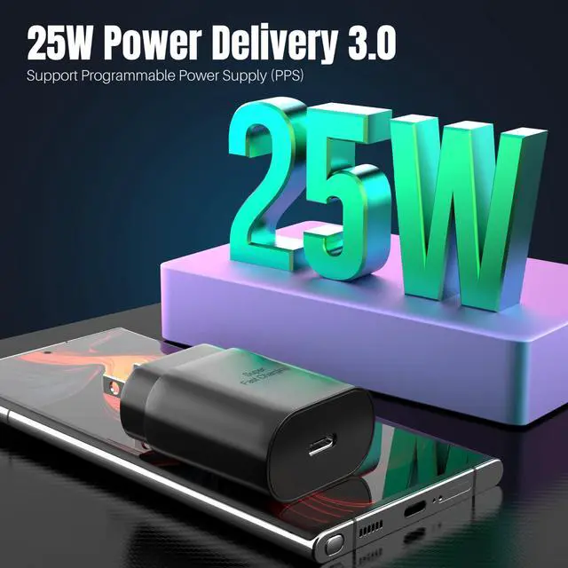 Alt view image 5 of 7 - Galaxy S25 S24 USB C Charging Block 25W PD Super Fast Charger Type C Wall Plug Adapter Quick Charge for Samsung Galaxy S25/S24/S23/S22/S21/S20/Z Fold 3/4/5/Note20/iPhone 17/16/15/14/(Black 2Pack)