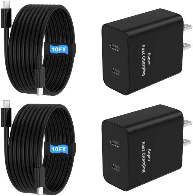 Main image of 45W 2Pack Super Fast Charger USB C Dual Port Android Phone Charger Type C Fast Charging Block with 10FT Type-C Charger Cord for Samsung Galaxy S25/S25 Ultra/S25+/S24 Ultra/S24/S24+/S23/S22/iphone 17