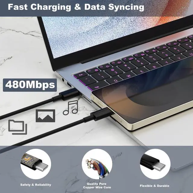 Alt view image 4 of 7 - 45W 2Pack Super Fast Charger USB C Dual Port Android Phone Charger Type C Fast Charging Block with 10FT Type-C Charger Cord for Samsung Galaxy S25/S25 Ultra/S25+/S24 Ultra/S24/S24+/S23/S22/iphone 17