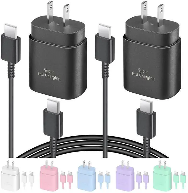 Main image of AISNI USB C Charger, 2 Pack 25W Type C Charger Fast Charging with USBC Chargers Cable 6 FT Android Phone Charge for Galaxy S25/ /S24/S23+/S22/S21/S20/Phone 17 16 15 Pro Max 16 15 Plus-Black