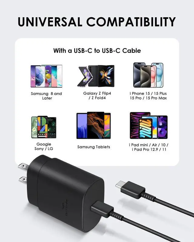 Alt view image 7 of 7 - AISNI USB C Charger, 2 Pack 25W Type C Charger Fast Charging with USBC Chargers Cable 6 FT Android Phone Charge for Galaxy S25/ /S24/S23+/S22/S21/S20/Phone 17 16 15 Pro Max 16 15 Plus-Black