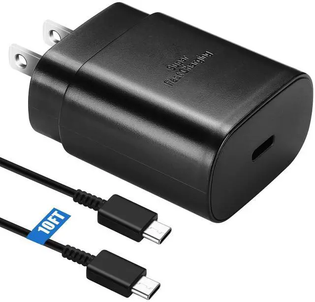 Main image of S25 S24 S23 S22 Samsung Fast Charger USB Type C Charger,25W Android Phone Charger Fast Charging Block & 10ft USB C Charger Cable Cord for Samsung Galaxy S25/S24/S23/S22/S21/S20/Plus/Ultra/FE,Black