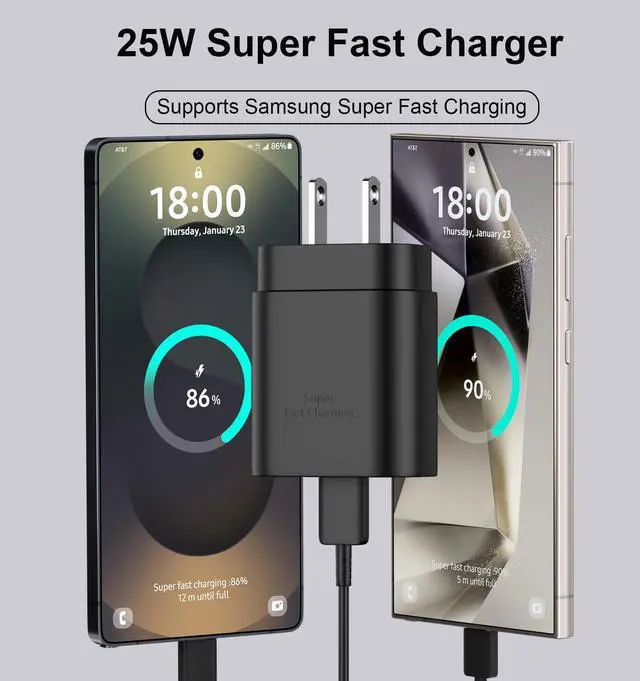 Alt view image 2 of 6 - S25 S24 S23 S22 Samsung Fast Charger USB Type C Charger,25W Android Phone Charger Fast Charging Block & 10ft USB C Charger Cable Cord for Samsung Galaxy S25/S24/S23/S22/S21/S20/Plus/Ultra/FE,Black