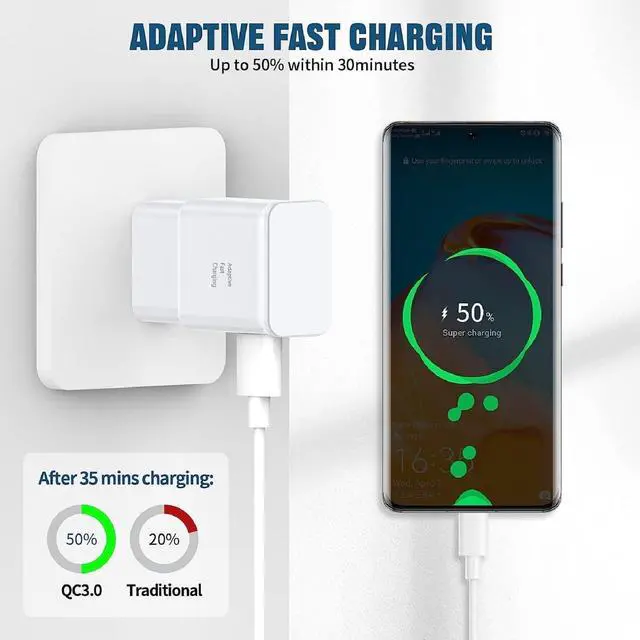 Alt view image 2 of 7 - for Samsung Fast Charging Cord 6FT Type C Charger USB Wall Charger Block Samsung Fast Charger for Galaxy S9 S10 S10+ S20 S21 S22 S23 S24 S25 Plus/Ultra/FE,A55/A54/A56/A16/A15/A14/A25/A35,Note 20/10/9