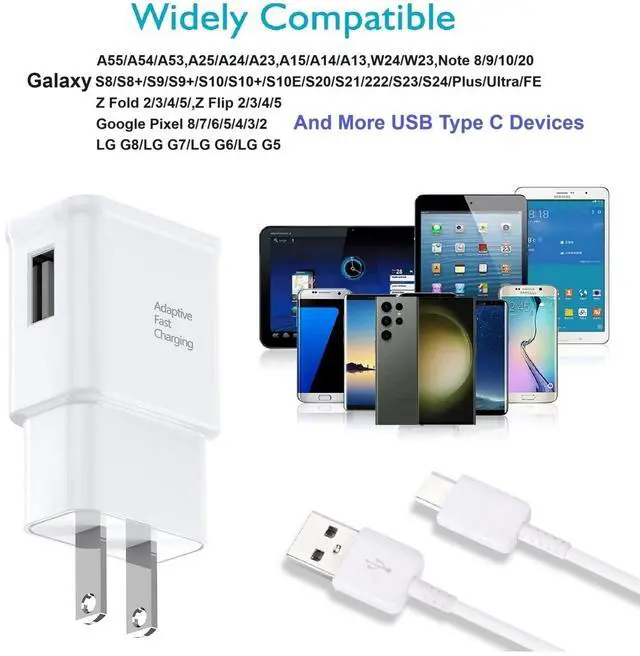 Alt view image 3 of 7 - for Samsung Fast Charging Cord 6FT Type C Charger USB Wall Charger Block Samsung Fast Charger for Galaxy S9 S10 S10+ S20 S21 S22 S23 S24 S25 Plus/Ultra/FE,A55/A54/A56/A16/A15/A14/A25/A35,Note 20/10/9