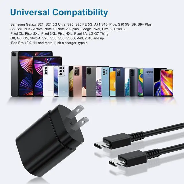Alt view image 5 of 7 - Type C Charger, 2Pack 25W PD USBC Wall Charger Super Fast Charging Block & 6ft Android Phone Cable Cord for Samsung Galaxy S25 Ultra/S25+/S25 S24 S23 S22 S21 S20 (Plus Ultra)/Note 20 10 9 8/ S10 S9 S8