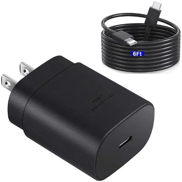 Main image of S23 S24 S25 Charger Super Fast Charging 25W USB C Wall Charger Block with 6ft Type C Charger Cable Cord for Samsung Galaxy S25/S25+/S24/S24+/S23/S22/S21/S20/Ultra/Plus/FE,A55,A15,Galaxy Tab,Note 20/10