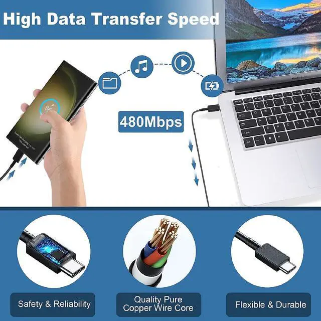 Alt view image 7 of 7 - S23 S24 S25 Charger Super Fast Charging 25W USB C Wall Charger Block with 6ft Type C Charger Cable Cord for Samsung Galaxy S25/S25+/S24/S24+/S23/S22/S21/S20/Ultra/Plus/FE,A55,A15,Galaxy Tab,Note 20/10