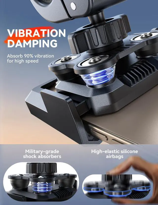 Alt view image 3 of 7 - JOYROOM Bike Phone Holder - [Dual Vibration Dampener][Not Block Camera] Bicycle Phone Mount Handlebar, Motorcycle Bike Accessories for iPhone Samsung 4.7''-7'' Phones