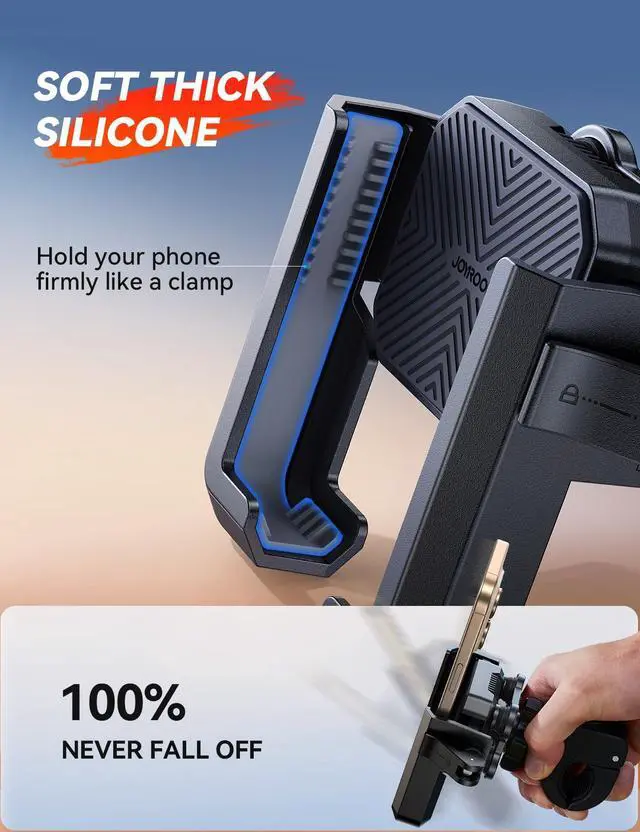 Alt view image 4 of 7 - JOYROOM Bike Phone Holder - [Dual Vibration Dampener][Not Block Camera] Bicycle Phone Mount Handlebar, Motorcycle Bike Accessories for iPhone Samsung 4.7''-7'' Phones