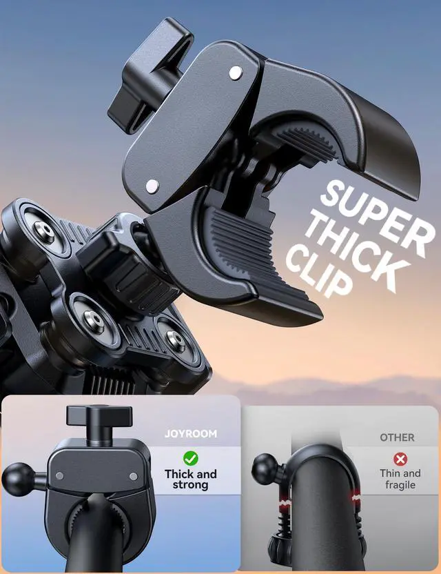 Alt view image 5 of 7 - JOYROOM Bike Phone Holder - [Dual Vibration Dampener][Not Block Camera] Bicycle Phone Mount Handlebar, Motorcycle Bike Accessories for iPhone Samsung 4.7''-7'' Phones