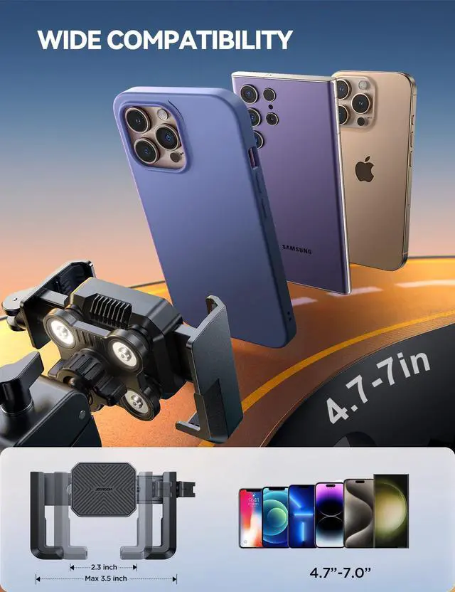 Alt view image 6 of 7 - JOYROOM Bike Phone Holder - [Dual Vibration Dampener][Not Block Camera] Bicycle Phone Mount Handlebar, Motorcycle Bike Accessories for iPhone Samsung 4.7''-7'' Phones