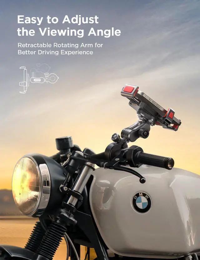 Alt view image 4 of 7 - JOYROOM Aluminum Alloy Motorcycle Phone Mount with Vibration Dampener, Motorcycle Phone Holder for Harley Bike Bicycle Scooter ATV/UTV, Compatible with iPhone, Samsung, All Cell Phones