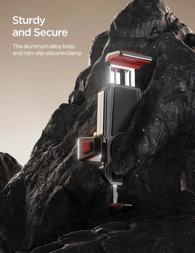 Alt view image 7 of 7 - JOYROOM Aluminum Alloy Motorcycle Phone Mount with Vibration Dampener, Motorcycle Phone Holder for Harley Bike Bicycle Scooter ATV/UTV, Compatible with iPhone, Samsung, All Cell Phones