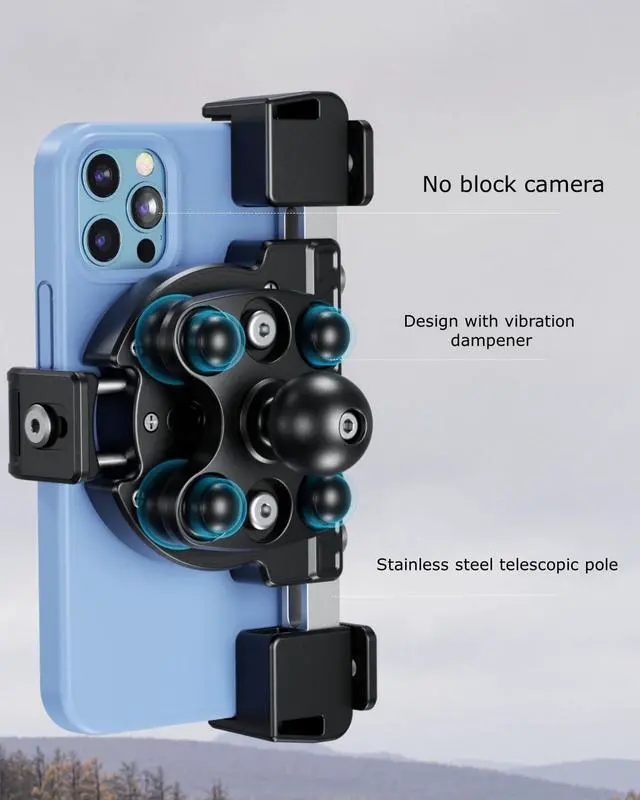 Alt view image 3 of 7 - Kewig Motorcycle Phone Mount with Vibration Dampener & Not Block Camera, Safely Anti-Theft Motorycle Phone Holder Handlebar Cellphone Mount for Bike Motorcycle Scooter ATV/UTV Fit 5.4-7.2" Phone