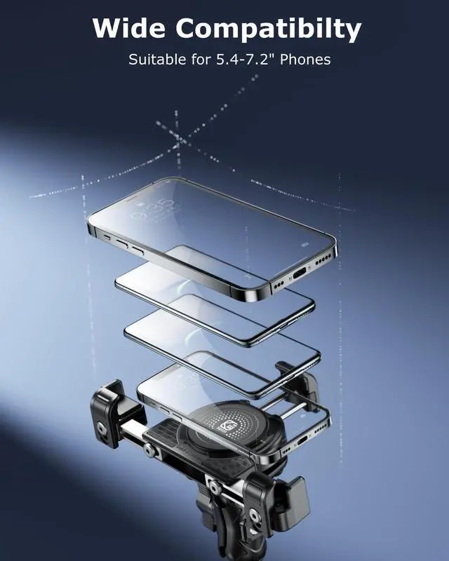 Alt view image 7 of 7 - Kewig Motorcycle Phone Mount with Vibration Dampener & Not Block Camera, Safely Anti-Theft Motorycle Phone Holder Handlebar Cellphone Mount for Bike Motorcycle Scooter ATV/UTV Fit 5.4-7.2" Phone