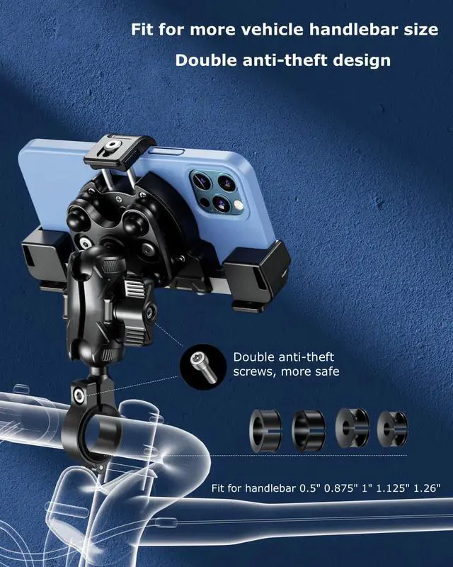 Alt view image 5 of 7 - Kewig Motorcycle Phone Mount with Vibration Dampener & Not Block Camera, Safely Anti-Theft Motorycle Phone Holder Handlebar Cellphone Mount for Bike Motorcycle Scooter ATV/UTV Fit 5.4-7.2" Phone