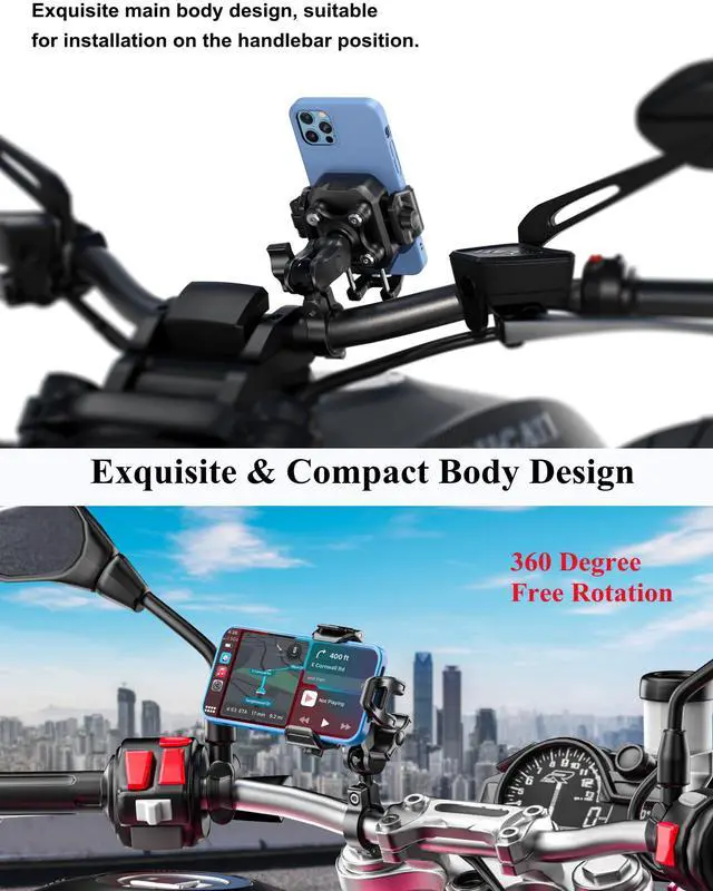 Alt view image 6 of 7 - BRCOVAN Anti-Theft Motorcycle Phone Mount with Vibration Dampener, [1s Lock] [Camera Friendly] Handlebar Cellphone Holder for Bike Bicycle Scooter ATV, Adjustable Size Fit 5.4-7.2" Smartphone