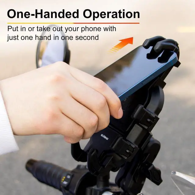 Alt view image 4 of 7 - ELVANO Motorcycle Phone Mount Holder: Anti-Shake Phone Holder with Vibration Dampener for 4.7-7.2" Smartphone, Heavy Duty Adjustable Cellphone Clip Fits 0.6-1.3" Handlebar for Bike Bicycle Scooter ATV