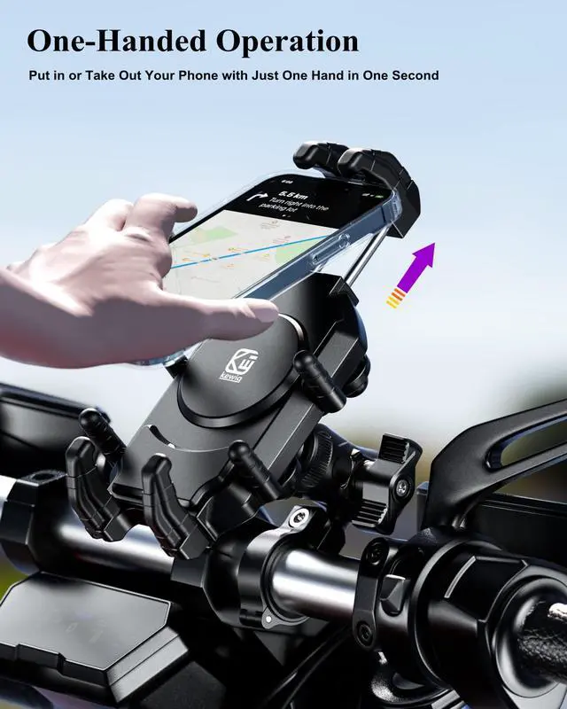 Alt view image 4 of 7 - BRCOVAN Anti-Theft Motorcycle Phone Mount Holder with Vibration Dampener & High-Speed Secure Lock, Adjustable Size Handlebar Cellphone Cradle for Bike Bicycle Scooter ATV, Fit 5.4-7.2'' Smartphone
