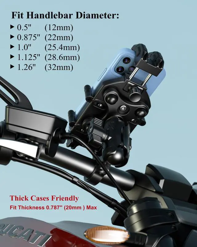 Alt view image 7 of 7 - BRCOVAN Anti-Theft Motorcycle Phone Mount Holder with Vibration Dampener & High-Speed Secure Lock, Adjustable Size Handlebar Cellphone Cradle for Bike Bicycle Scooter ATV, Fit 5.4-7.2'' Smartphone