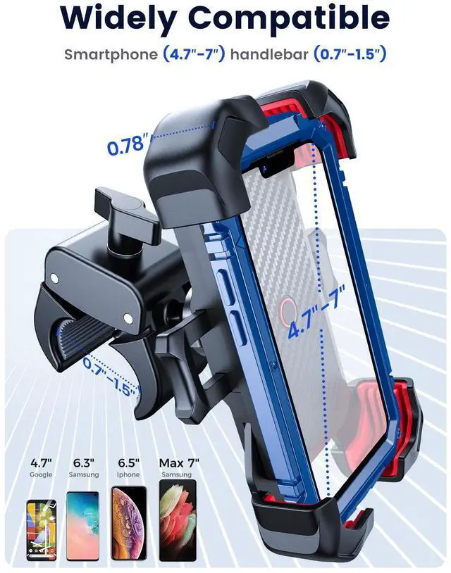 Alt view image 6 of 7 - JOYROOM Motorcycle Phone Mount, [1s Auto Lock][100mph Military Anti-Shake] Bike Phone Holder for Bicycle, [10s Quick Install] Handlebar Phone Mount, Compatible with iPhone, Samsung, All Cell Phone