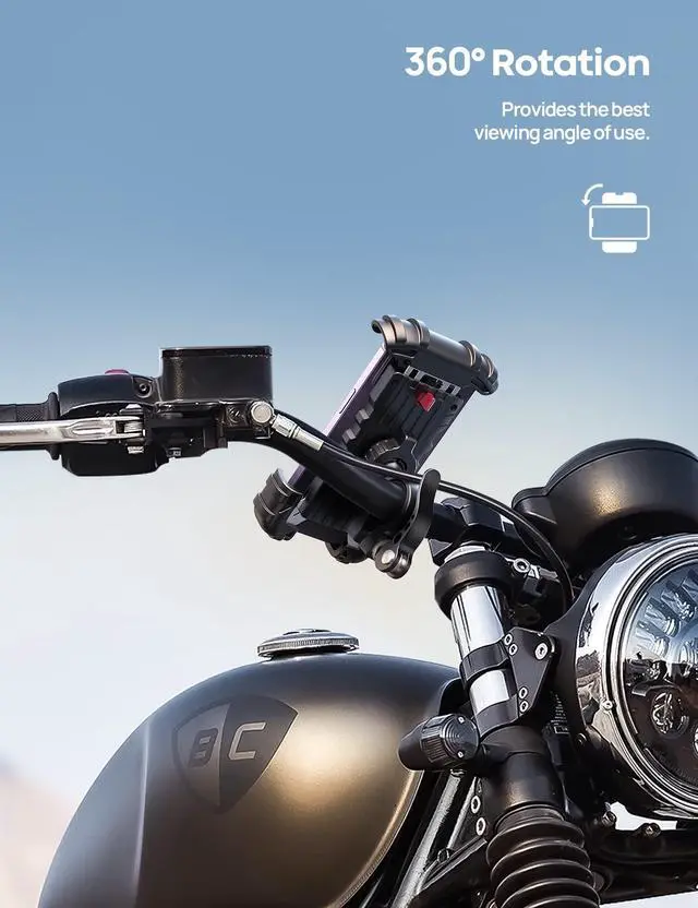 Alt view image 4 of 7 - Lamicall Bike Phone Holder, Motorcycle Mount - Motorcycle Phone Holder, Handlebar Cell Phone Clamp, Scooter Phone Clip for iPhone Air 17 Pro Max, 16 15 Pro Max Plus, S20, More 4.7 to 6.8" Smartphones