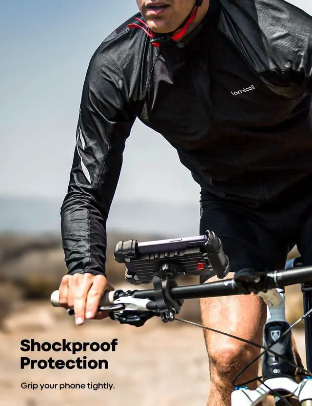 Alt view image 5 of 7 - Lamicall Bike Phone Holder, Motorcycle Mount - Motorcycle Phone Holder, Handlebar Cell Phone Clamp, Scooter Phone Clip for iPhone Air 17 Pro Max, 16 15 Pro Max Plus, S20, More 4.7 to 6.8" Smartphones