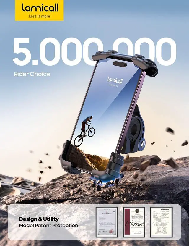 Alt view image 7 of 7 - Lamicall Bike Phone Holder, Motorcycle Mount - Motorcycle Phone Holder, Handlebar Cell Phone Clamp, Scooter Phone Clip for iPhone Air 17 Pro Max, 16 15 Pro Max Plus, S20, More 4.7 to 6.8" Smartphones